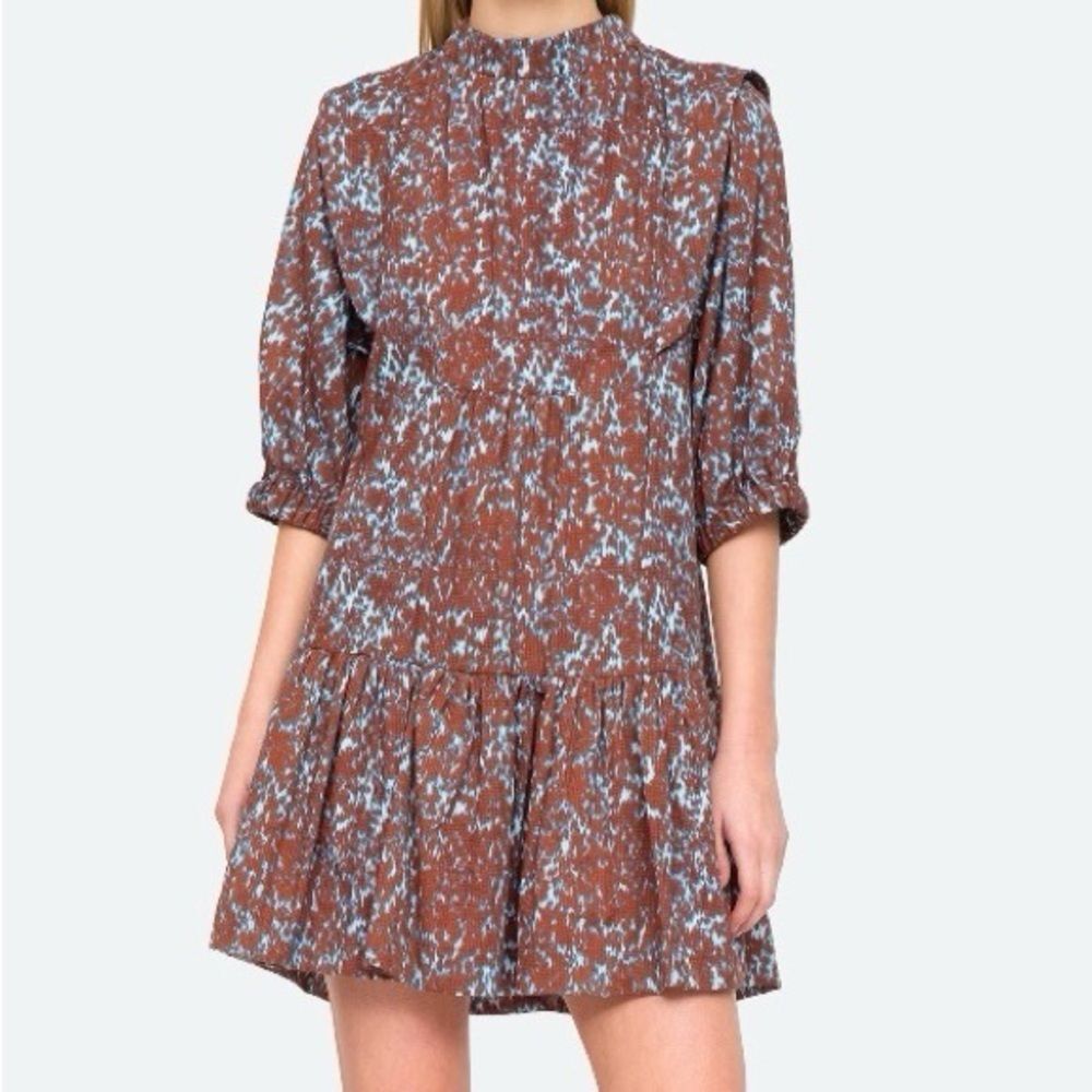 Sea New York The Celine Print 3 / 4 Sleeve Bib Dress in Sienna 10 NWOT